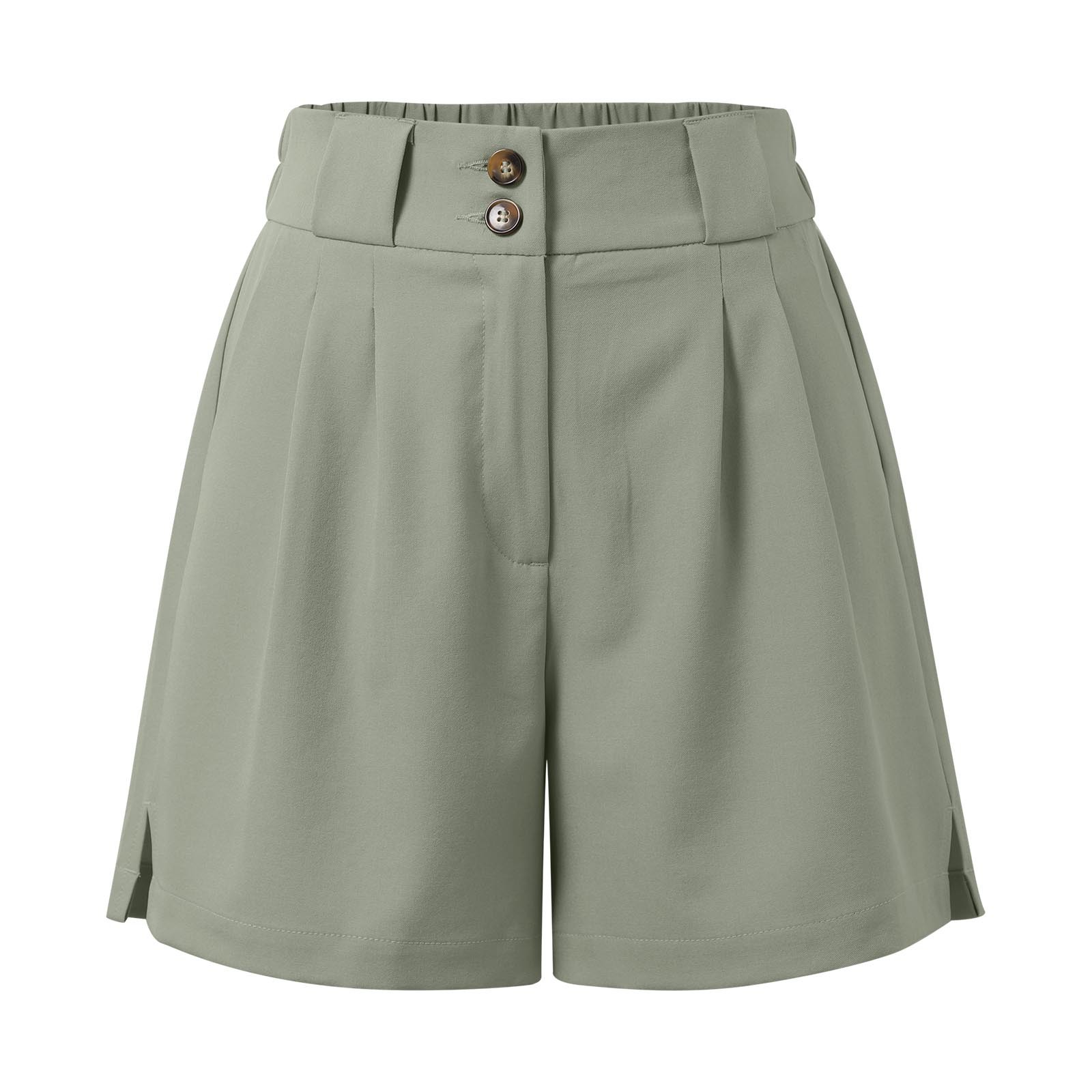 thumbnail image 5 of Pantalones cortos de cintura alta para mujer - Abertura lateral, bolsillos - Informal de negocios - Espalda elástica, cierre con cremallera - Tallas S-XXL, 5 of 6